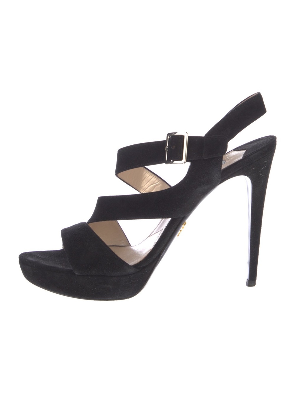 Prada Black Suede Strappy High Heel Sandals